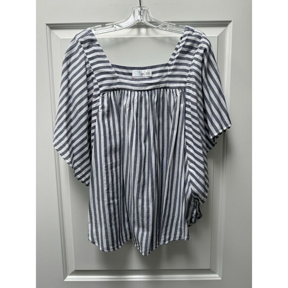 Time and Tru Butterfly Blouse Women’s Size 2XL (20) Batwing Blue/White‎ Striped - Picture 1 of 10
